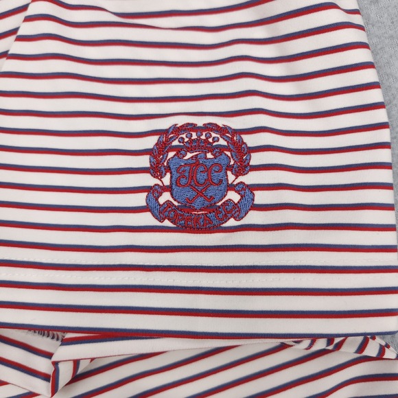 Turtleslon Polo  Golf Shirt men's XL Red White Blue Stiped Performance‎ Stretch - Picture 6 of 13